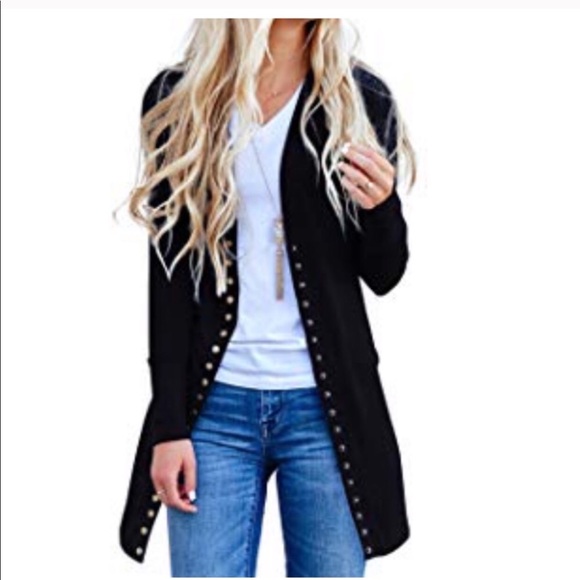 RESTOCKED Casual Black Button Down Cardigan - Picture 4 of 4